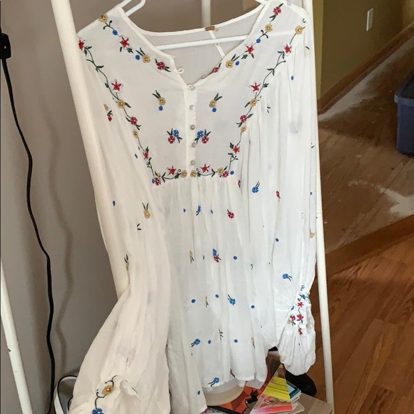 Free people large white beaded tunic/top - Picture 1 of 6